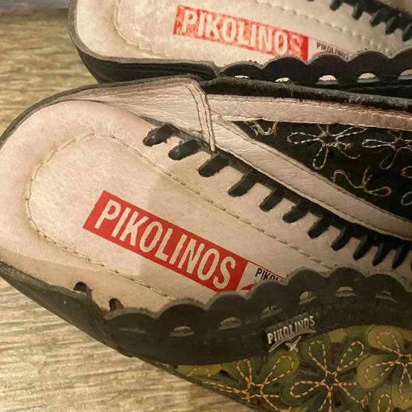 Pikolinos Romana Leather Heeled Floral Mule Sandals - Picture 7 of 10